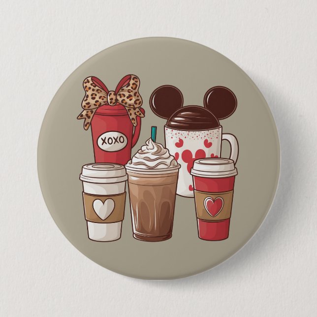 Valentine's Day Funny Latte Coffee Lover  7.5 Cm Round Badge (Front)