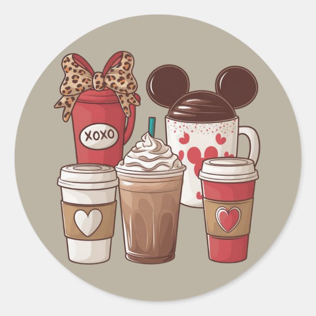 Valentine's Day Funny Latte Coffee Lover  Classic Round Sticker (Front)