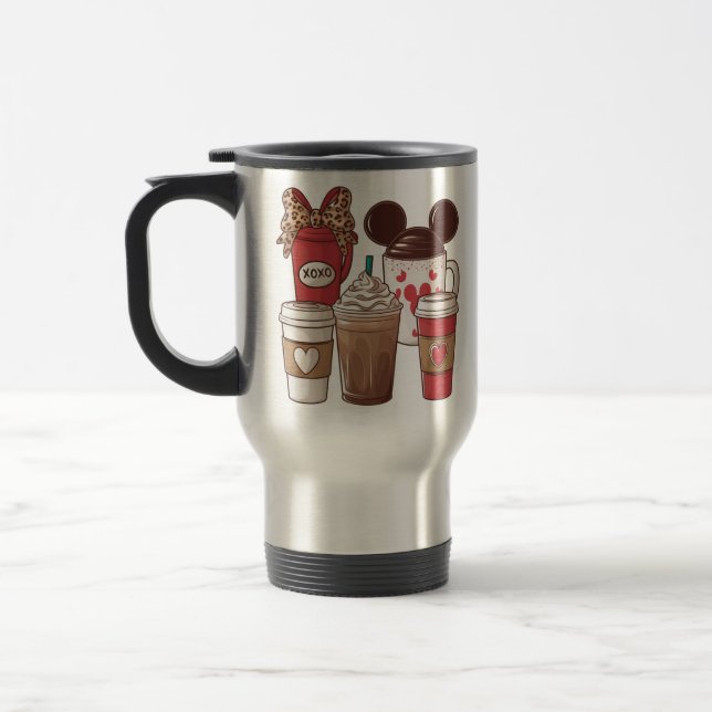 Valentine's Day Funny Latte Coffee Lover  Travel Mug (Left)
