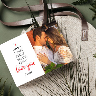 Valentines Day Funny Love You Photo Name Card