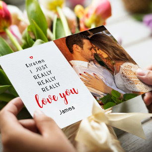 Valentines Day Funny Love You Photo Name Holiday Card