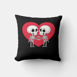Valentines Day Funny Skeleton Hand Heart  Cushion