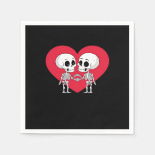Valentines Day Funny Skeleton Hand Heart  Napkin