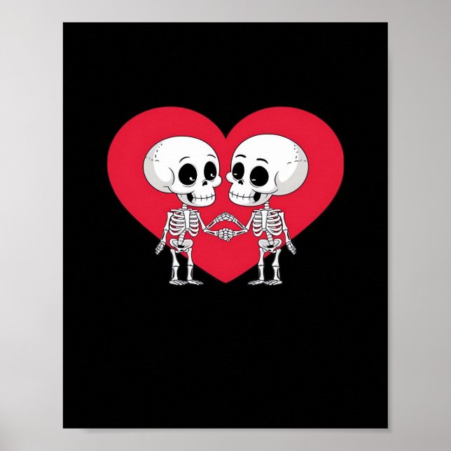 Valentines Day Funny Skeleton Hand Heart  Poster (Front)