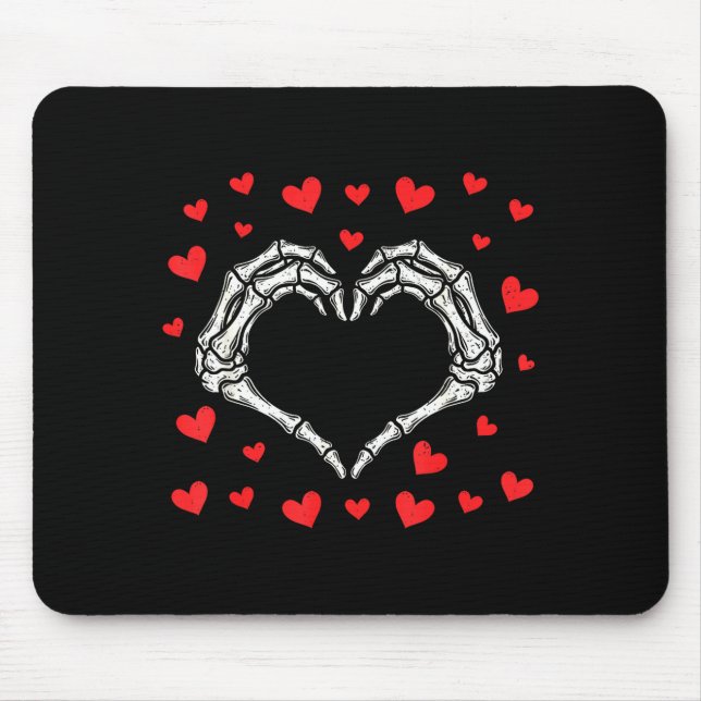 Valentines Day Funny Skeleton Hands Heart Boys Men Mouse Mat (Front)