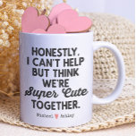Valentines Day Funny Sweet Boyfriend Girlfriend Two-Tone Coffee Mug<br><div class="desc">"Celebrate love with our 'Honestly, I can't help but think we're super cute together' coffee mug This funny and endearing design makes the perfect gift for Valentine's Day, birthdays, honeymoons, or anniversaries. Ideal for couples, husbands, wives, moms, and dads, this tee adds a touch of humour to any occasion. Embrace...</div>