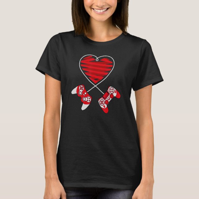 Valentines Day Gamer Controller Kids Boys Valentin T-Shirt (Front)