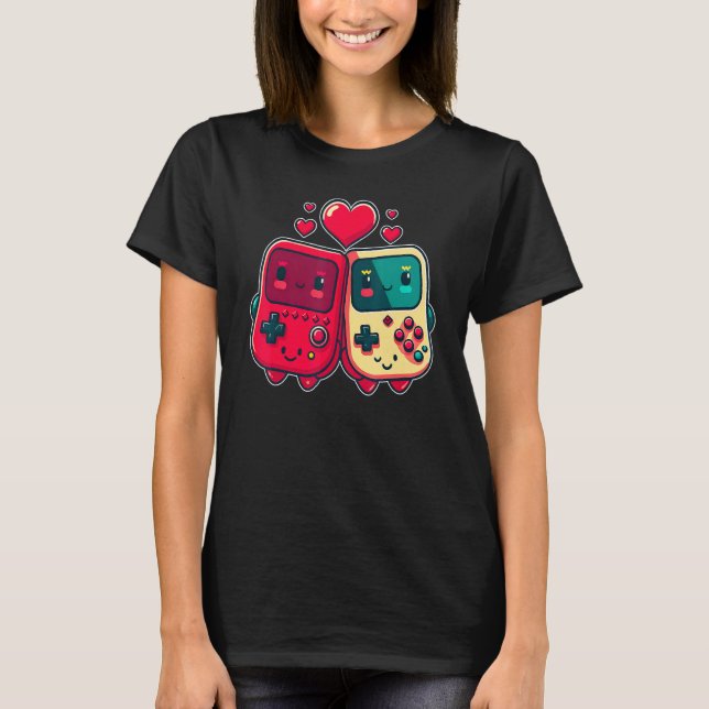 Valentine's Day Gaming Console for Gamer Couples K T-Shirt (Front)