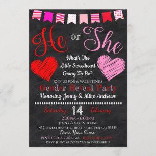 Valentines Day Gender Reveal Party Invitation