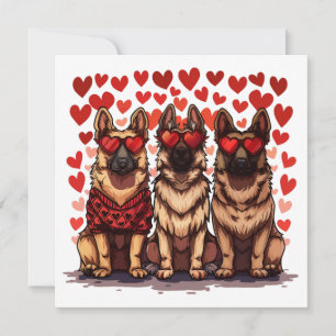 Valentines Day German Shepherd Dogs Holiday Card