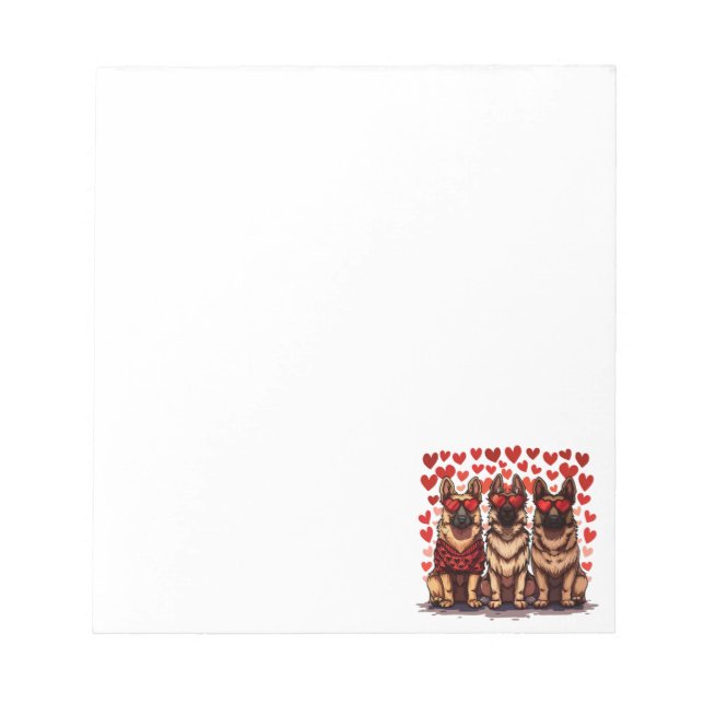 Valentines Day German Shepherd Dogs Notepad (Front)