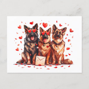 Valentines Day German Shepherd Dogs Postcard