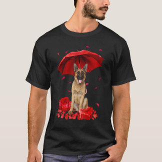 Valentines Day German Shepherd Umbrella Heart Pupp T-Shirt