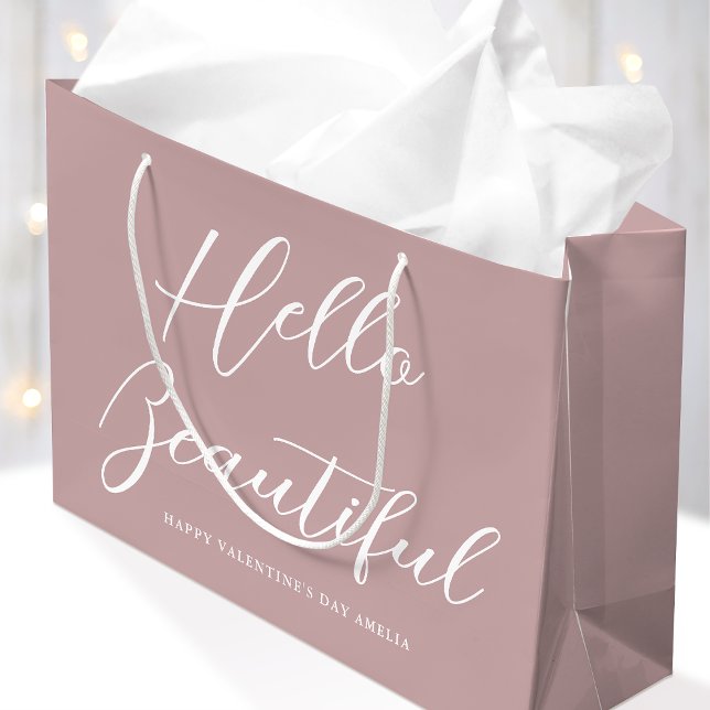 Valentine's Day Gift Bag Elegant Script Dusty Pink (Creator Uploaded)