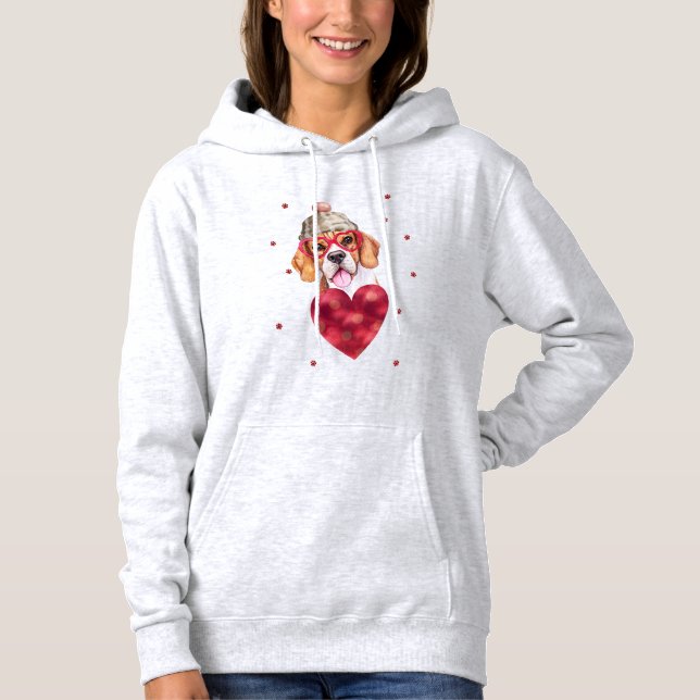 Valentine's Day Gift Beagle Dog Hoodie (Front)