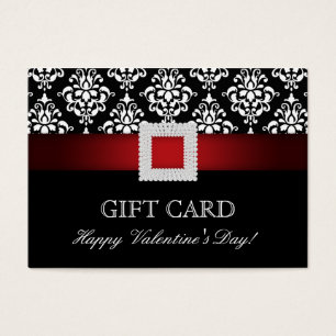 Valentine's Day Gift Card Red Jewel Damask