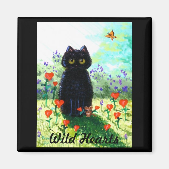Valentine's Day Gift Cat Art Hearts Creationarts Magnet (Front)