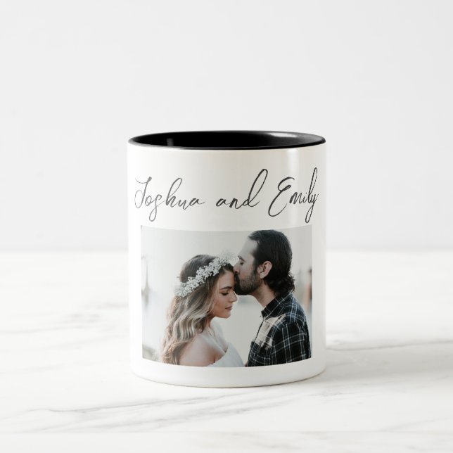 Valentine's Day Gift Couple Photo Two-Tone Coffee Mug (Center)