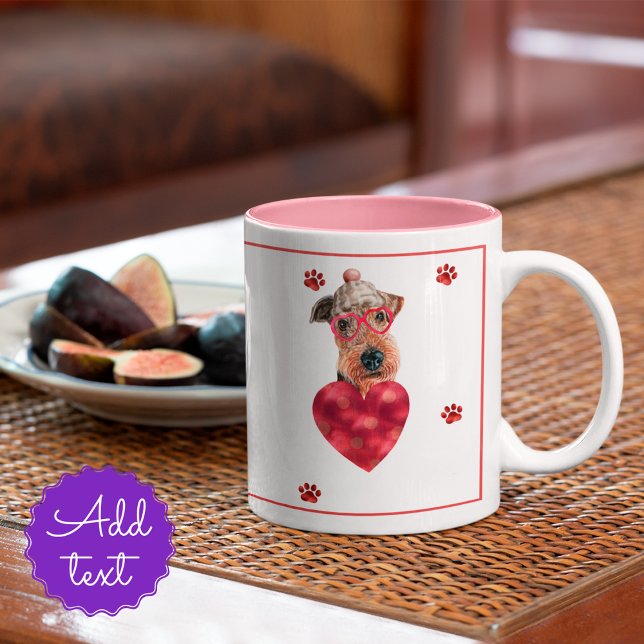 Valentine's Day Gift Dog Airedale Terrier Two-Tone Coffee Mug (Creator Uploaded)