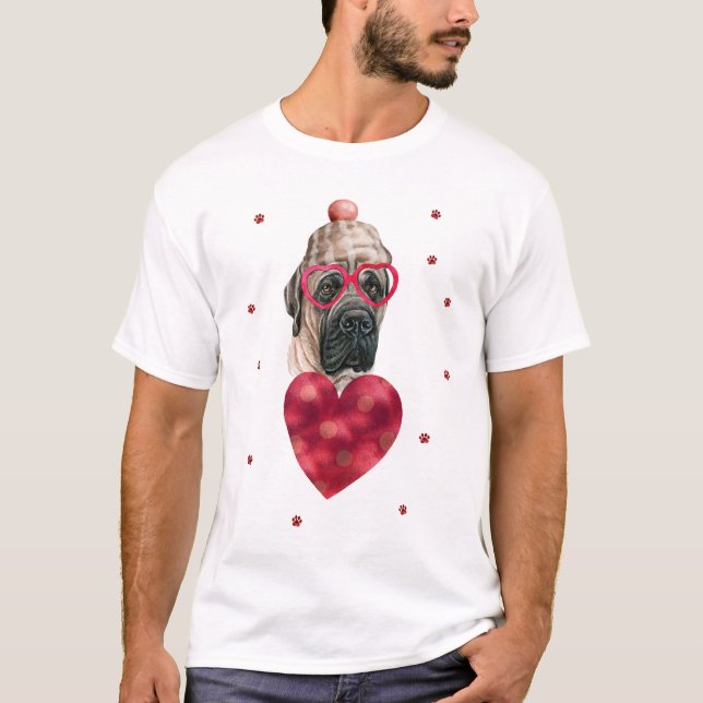Valentine's Day Gift English Mastiff Dog T-Shirt (Front)