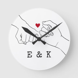 Valentine's Day Gift Pinky Promise Couple Gift Round Clock