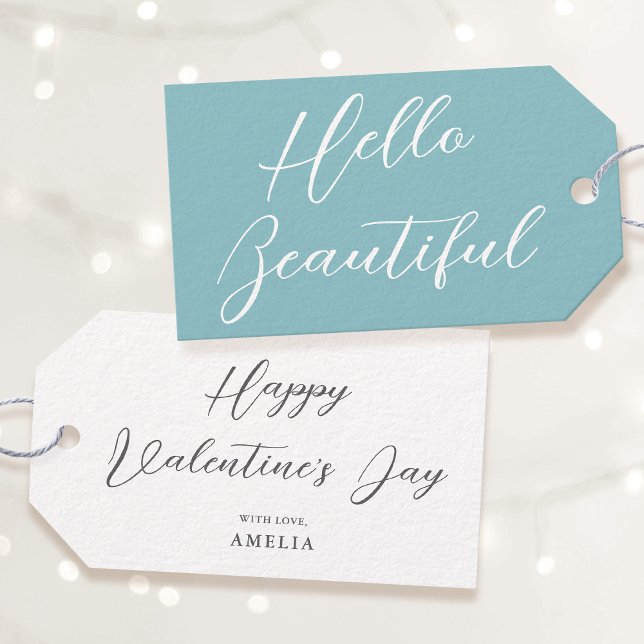 Valentine's Day Gift Tag Elegant Script Blue (Creator Uploaded)