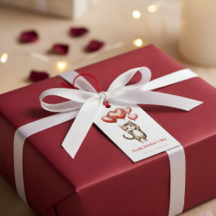 Valentine's Day Gift Tag with Cute Cat and Heart B