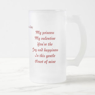 valentine's day gifts-my princess frosted glass beer mug