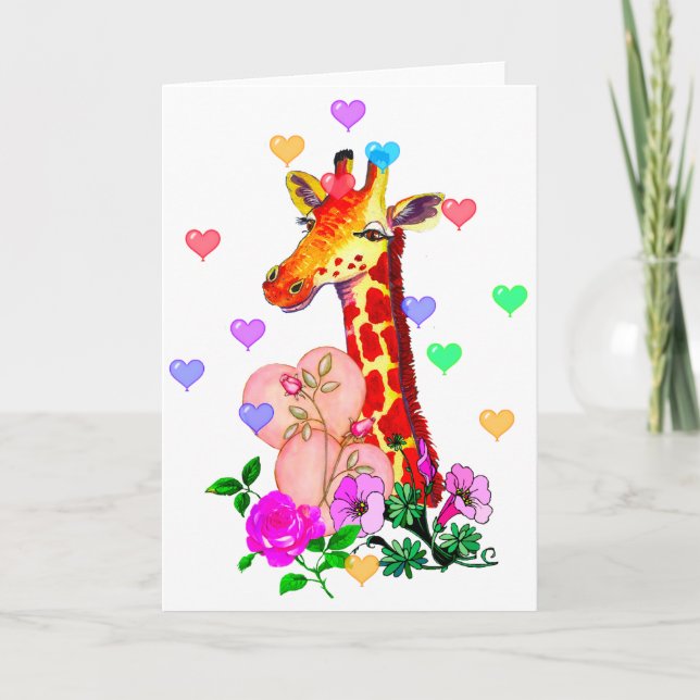Valentine's Day Giraffe Holiday Card (Front)