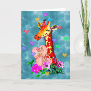 Valentine's Day Giraffe Holiday Card