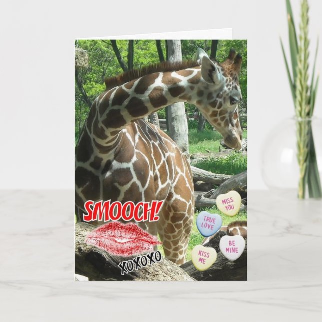 Valentine's Day Giraffe Holiday Card (Front)