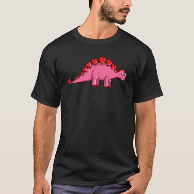 Valentines Day Girls and Womens Stegosaurus Hearts T-Shirt (Front)