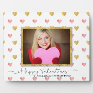 Valentines Day Glitter Heart Script - Photo Plaque