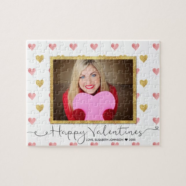 Valentines Day Glitter Heart Script Photo - Puzzle (Horizontal)