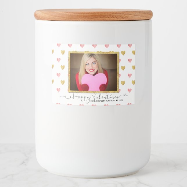 Valentine's Day Glitter Hearts Food Label (Front)