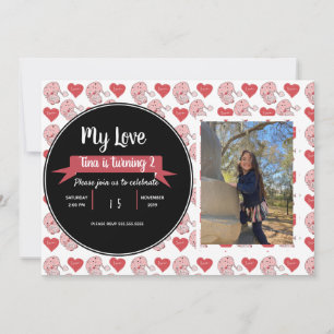Valentines Day  Gnome Doodle Kids Party Photo  Invitation