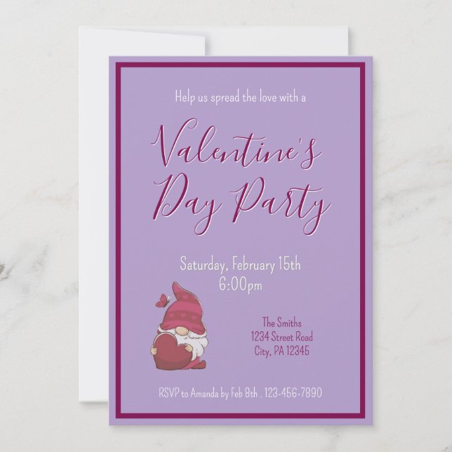 Valentines Day Gnome Invitation (Front)