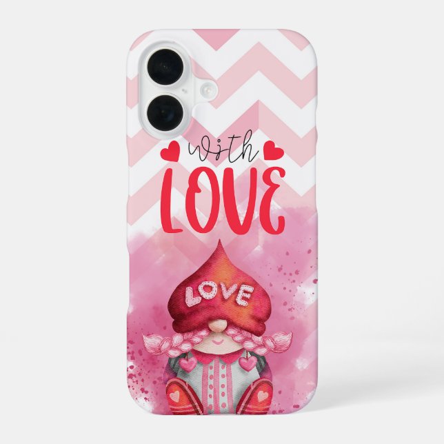 Valentines Day Gnome iPhone 16 Case (Back)
