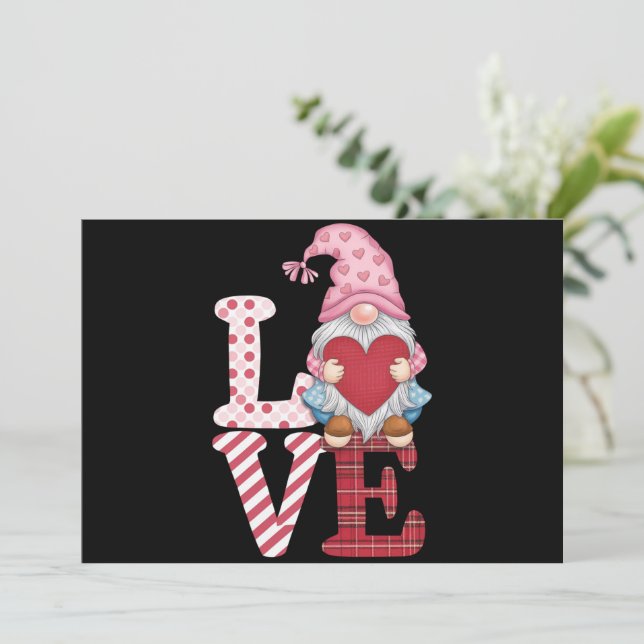 Valentines Day Gnome Love Couple Gifts for Her  Invitation (Standing Front)