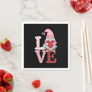 Valentines Day Gnome Love Couple Gifts for Her Napkin