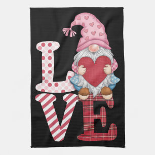 Valentines Day Gnome Love Couple Gifts for Her Tea Towel