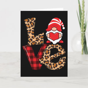 Valentines Day Gnome Love Red Heart Women Kids Men Card