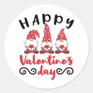 Valentine's Day Gnome Swedish Tomte Classic Round Sticker