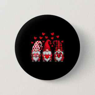 Valentines Day Gnomes Cute Red Hearts Love Gnome W 6 Cm Round Badge