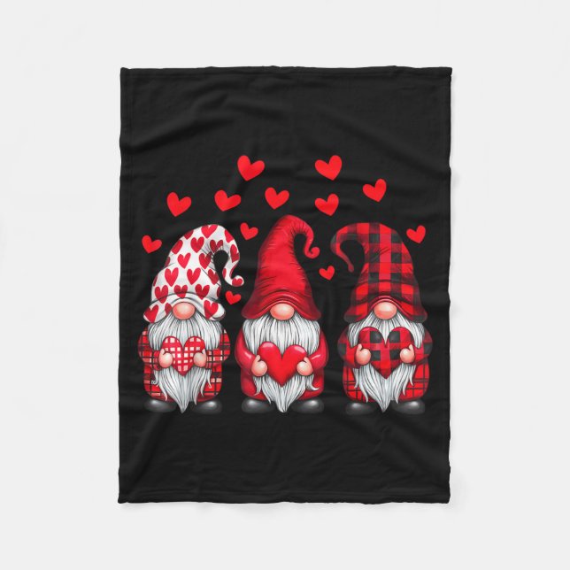 Valentines Day Gnomes Cute Red Hearts Love Gnome W Fleece Blanket (Front)