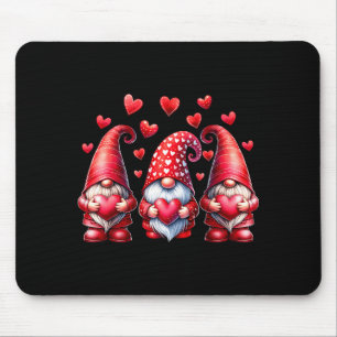 Valentines Day Gnomes Cute Red Hearts Love Gnome W Mouse Mat