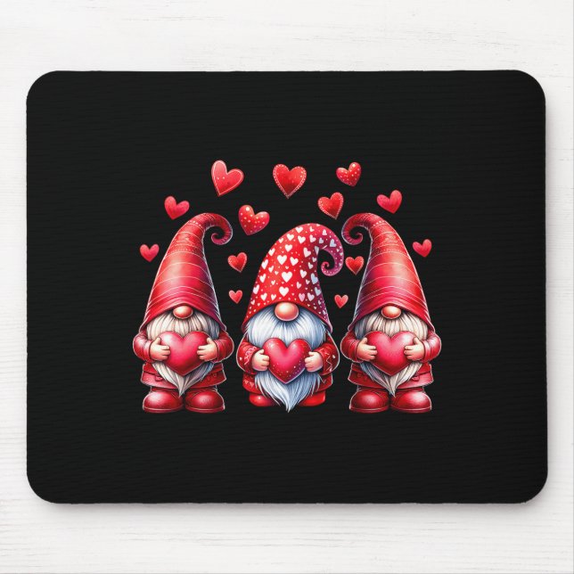 Valentines Day Gnomes Cute Red Hearts Love Gnome W Mouse Mat (Front)