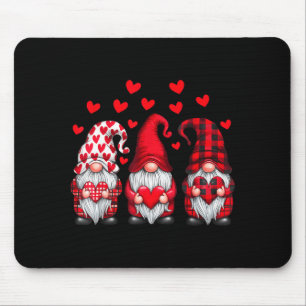 Valentines Day Gnomes Cute Red Hearts Love Gnome W Mouse Mat