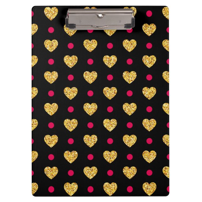 Valentine's Day Gold Hearts Pattern-23655 Clipboard (Front)
