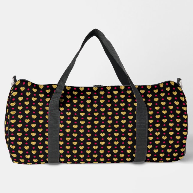 Valentine's Day Gold Hearts Pattern-23655 Duffle Bag (Front)